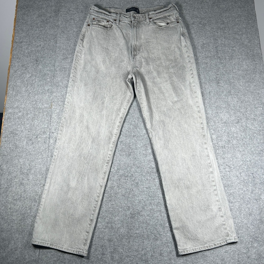 Abercrombie & Fitch Denim Jeans Mens 34 Gray Athletic Baggy Vintage Stretch Y2K